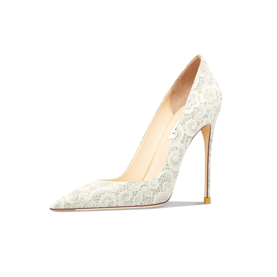 Suyymakk Slim Heel High Heels Women's Ecru