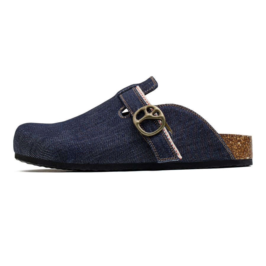 MADEN Mules EVA Quiet Closed Toe Slippers Men's Red Ear Denim Fall Winter