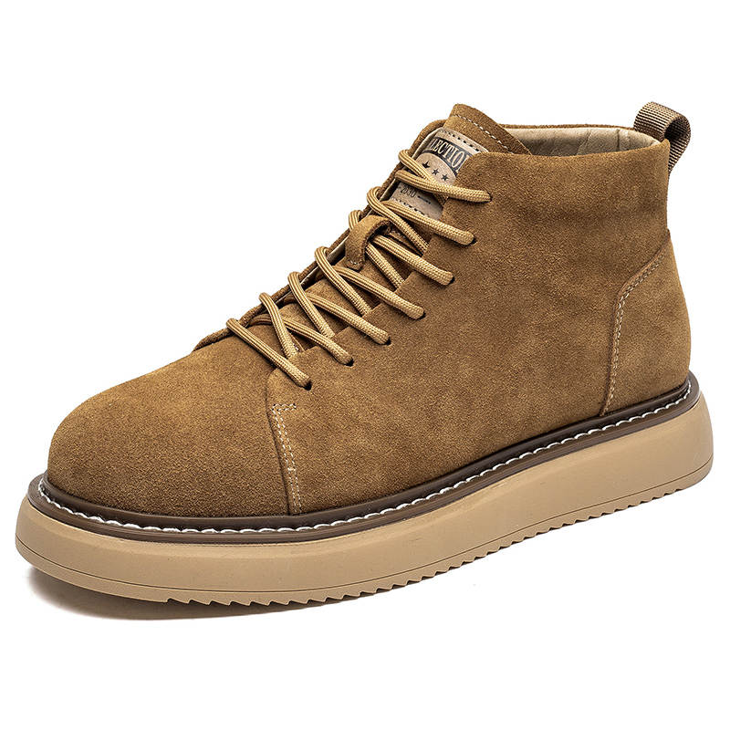 WEISHIBANGWEI WEISHIBANGWEI Cow Suede Short Combat Boots Men's