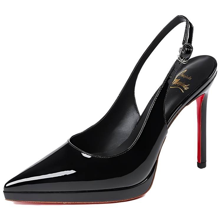 RoseDoris Patent Leather Slim Heel High Heels Women's Black