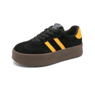 BAFFN Abrasion Resistant Lightweight Wear resistant And Lightweight Low top Skateboard Shoes Women's Black Yellow