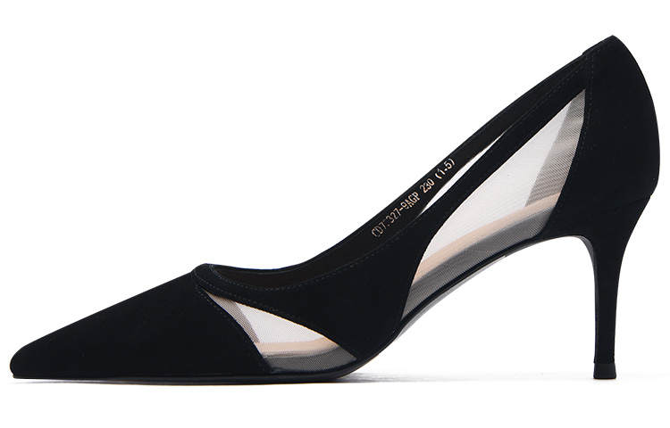 CAMEIDO Sheepskin Slim Heel High Heels Women's Black