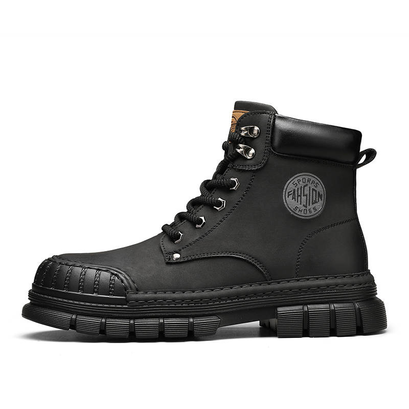 CariteSport Top Grain Pig Leather Short Combat Boots Men's