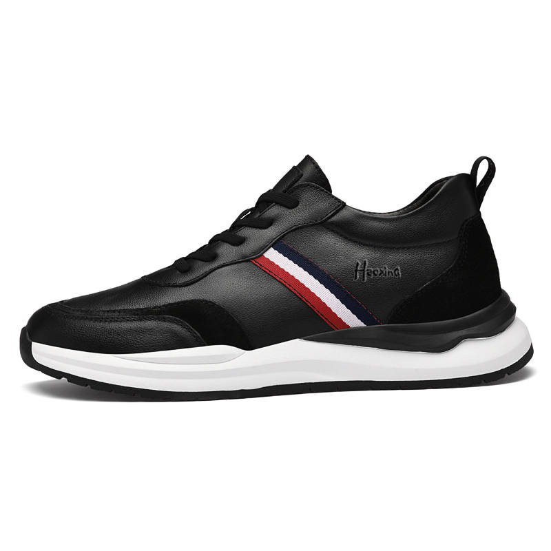 HAOXING Top Grain Cow Leather Casual Shoes Men's Black