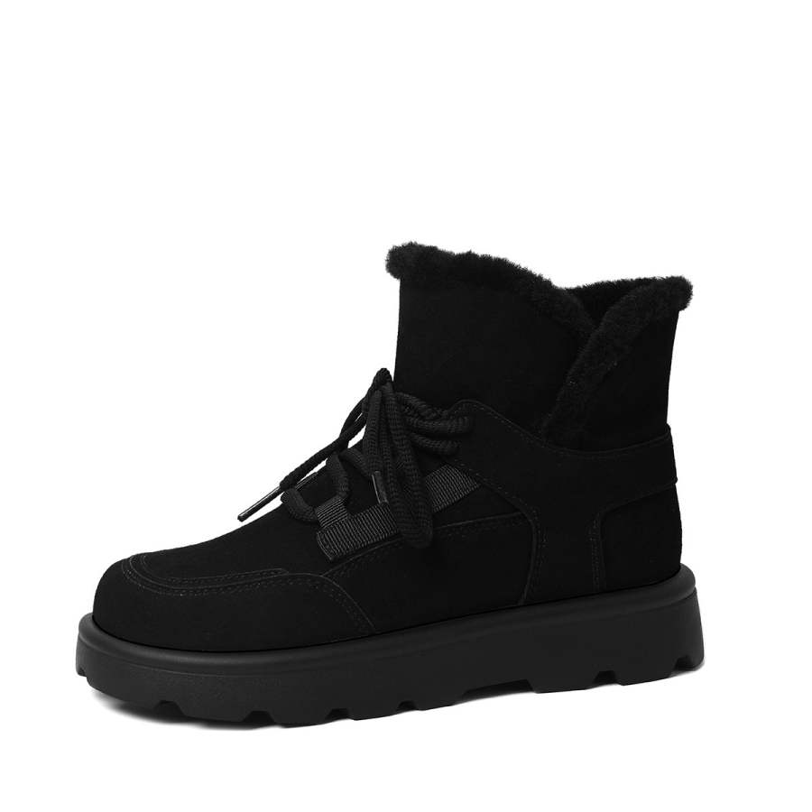 CAMEIDO Cow Split Leather Thermal Slip Resistant Thermal Slip Resistant Short Snow Boots Women's