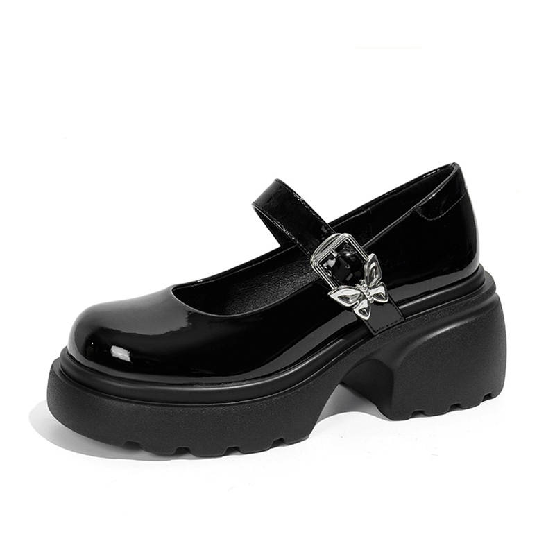 LIANGHUO Pu Platform Mary Jane Shoes 6CM Women's Black