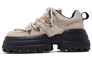 FALLINMISS Sugar Cube Shoes Collection Leather Low top Thickness Shoes Women's Milk Tea