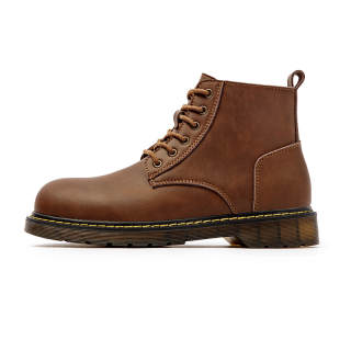 MADEN Cow Split Leather Ankle Length Combat Boots Men's Brown Fall Winter
