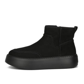 TIEKE Top Grain Cow Leather Thermal Height Increasing Thermal Height Increasing Fashion Short Snow Boots Men's Black