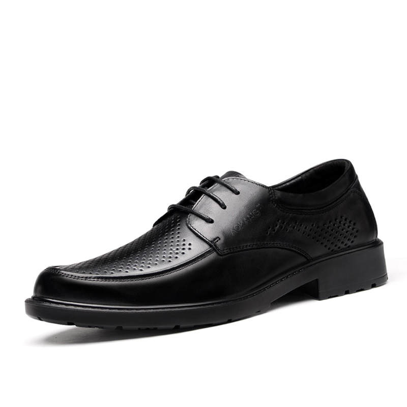 AOKANG Hollow Out Leather Sandals Dress Shoes Men's Black Brown
