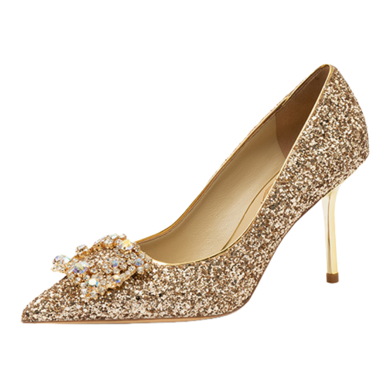 Houseofavenues Slim Heel High Heels Women's Gold