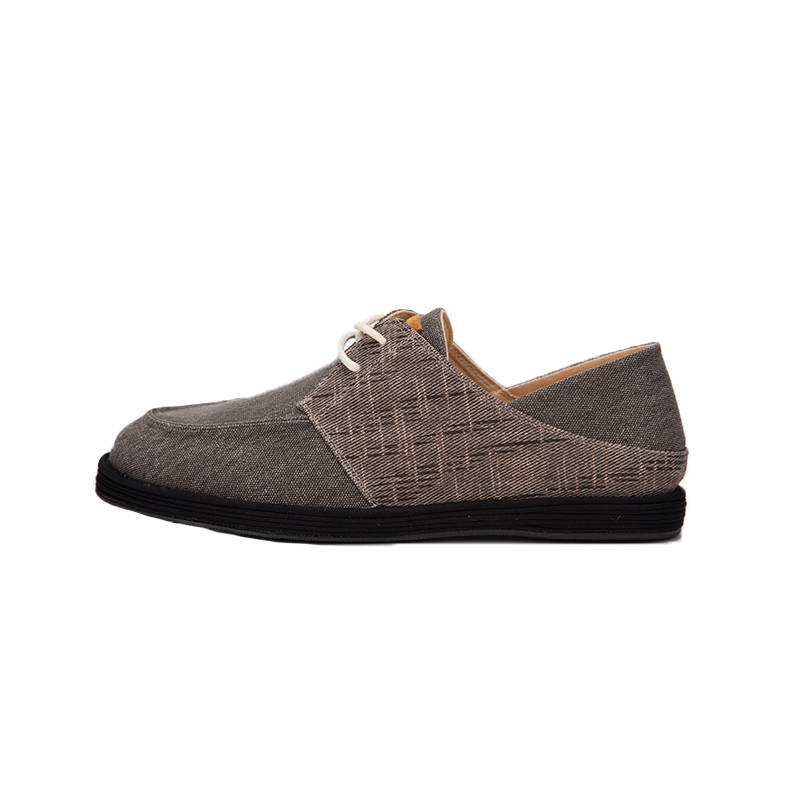 BIANFUMAO Men's Casual Shoes Handcrafted Multi Layer Cloth Sole Shoes Men's Brown