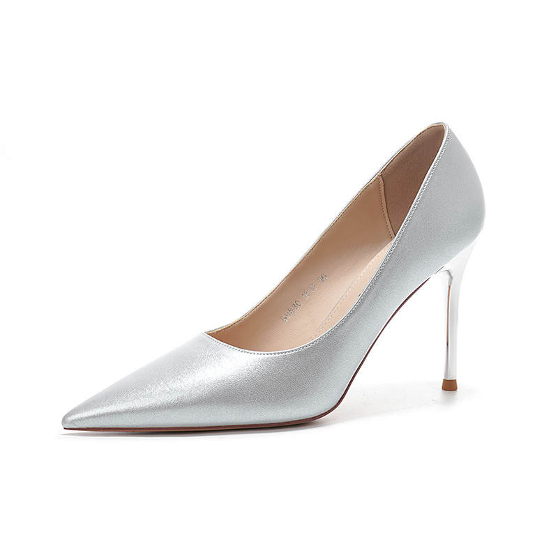 HKCP Leather Slim Heel High Heels Women's