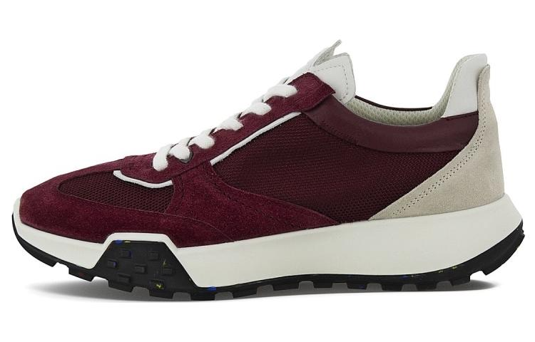 Ecco Vintage Running Shoe Collection Top Grain Cow Leather Low top Sports Casual Shoes Men's Burgundy