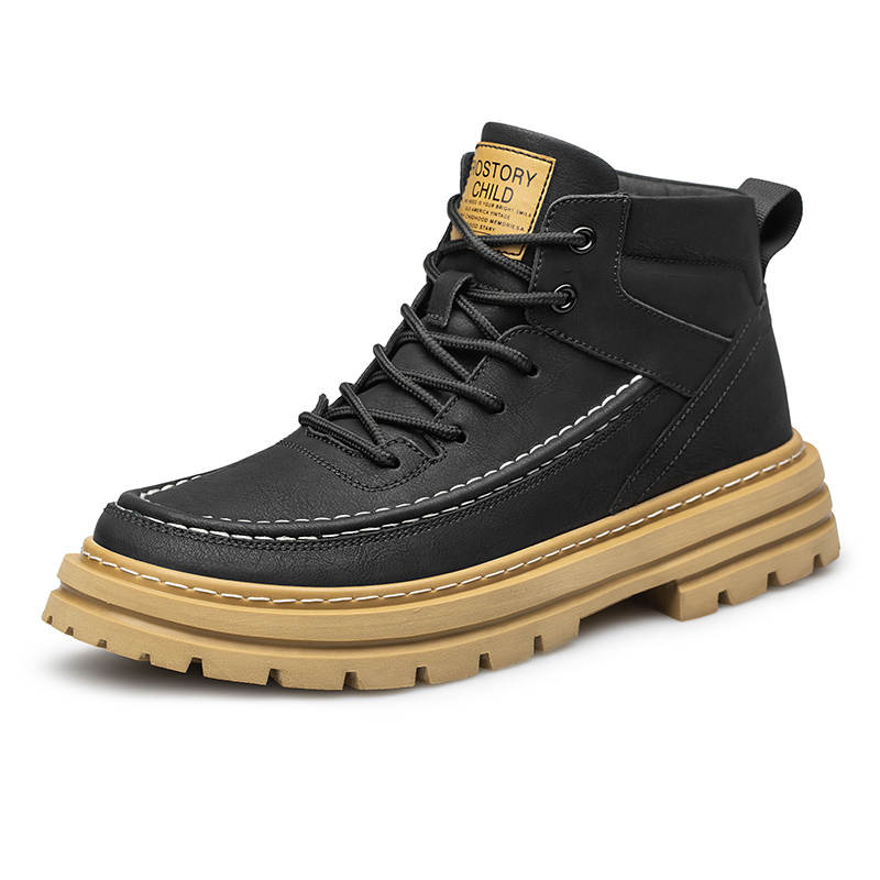 GONGNIULEITING GONGNIULEITING Cow Split Leather Short Combat Boots Men's