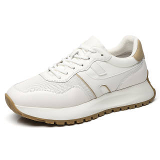 AOSAILUN Cow Split Leather Casual Shoes Men's White