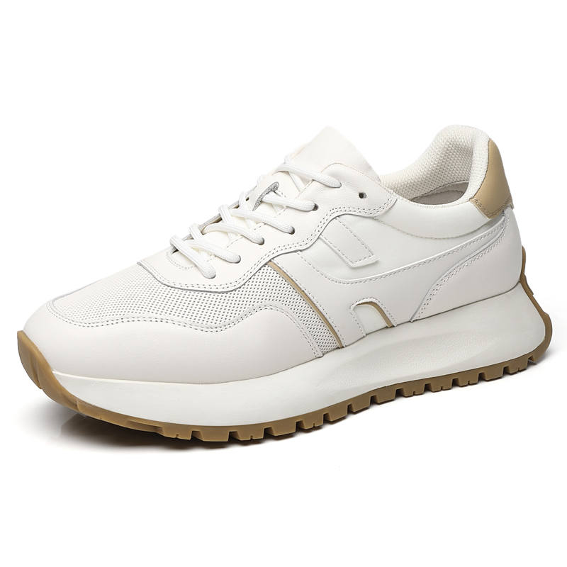 AOSAILUN Cow Split Leather Casual Shoes Men's White