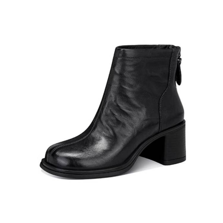 JESSICA SOPHIA Top Grain Cow Leather Ankle Boots 6.5cm Women's
