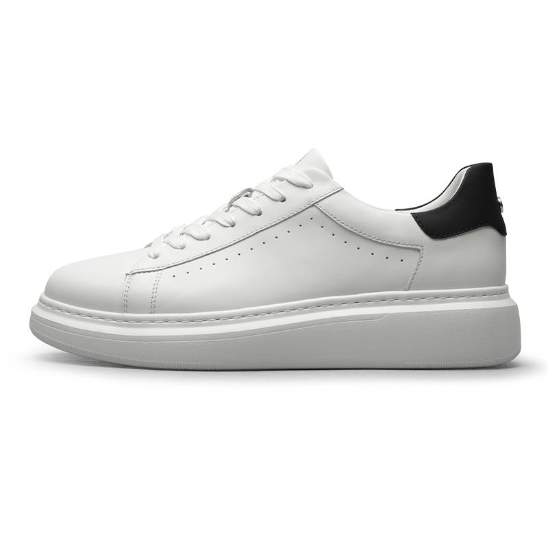 GOLDLION Slip Resistant Abrasion Resistant Low top Skateboard Shoes Men's White