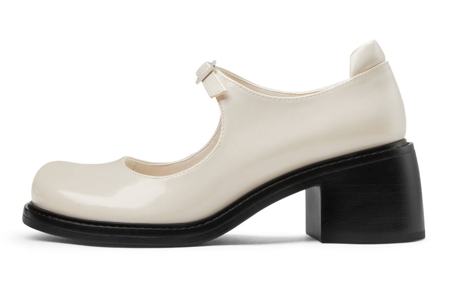 CHARLES&KEITH Small CK Gothic Lolita Style PU, Textile Chunky Heel Mary Jane Shoes 6CM Women's