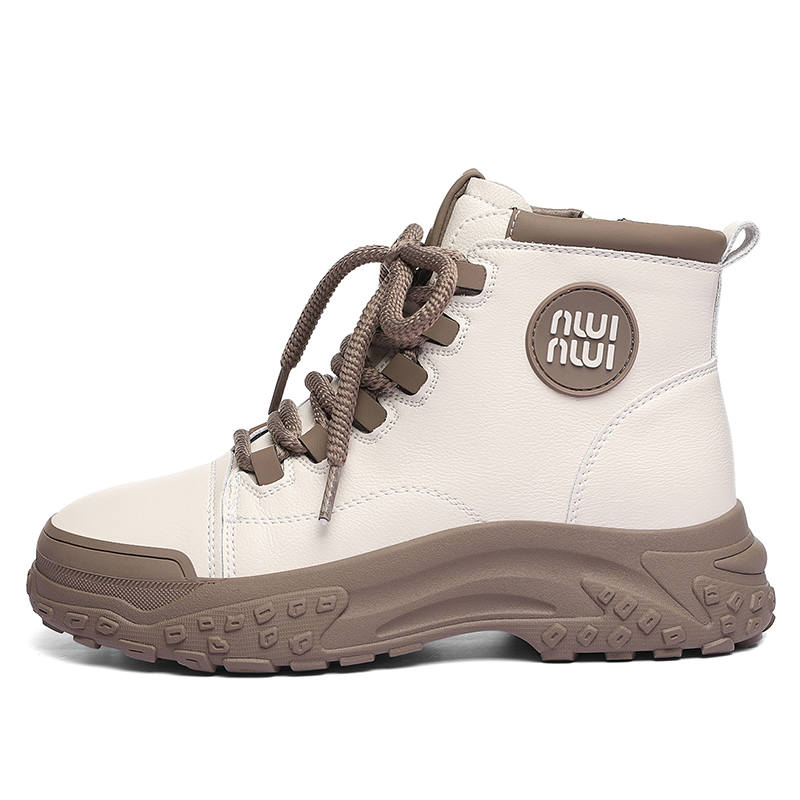 JINSITU Cow Leather Combat Boots 4cm Women's
