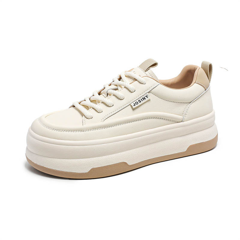 JOSINY Casual Minimalist Style Versatile, Milk Fufu Campus Shiro Shoes, Trendy Skateboard Shoes Women's White Apricot