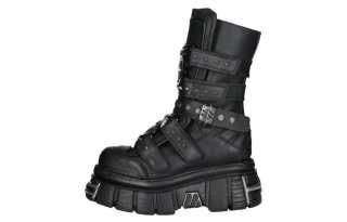NEW ROCK Cow Leather Ankle Boots 6CM Unisex Black