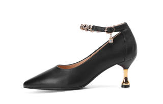 VEDULLAR Cow Leather Slim Heel High Heels 6.5cm Women's