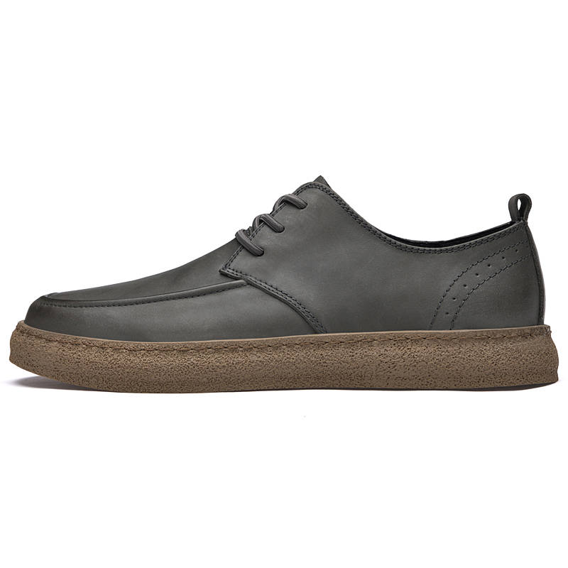 YINGLUNQISHI Top Grain Cow Leather Casual Shoes Men's Gray