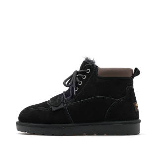 CUCS Thick Insulated Shoes Cow Suede Thermal Abrasion Resistant Slip Resistant Versatile Short Snow Boots Men's