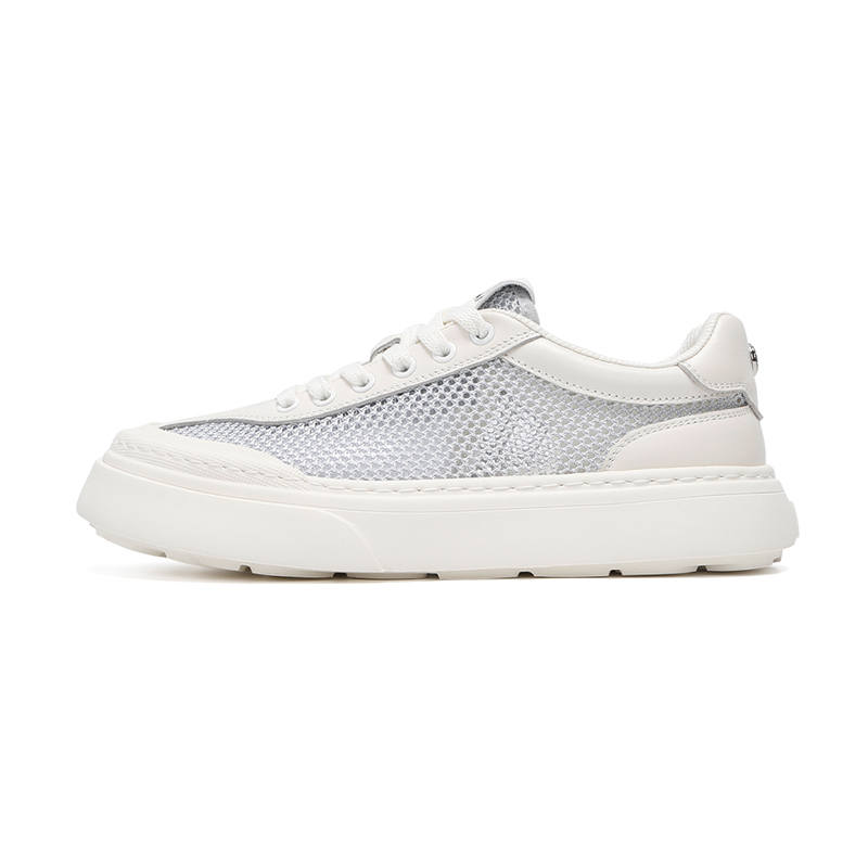 PT'SON Lightweight Breathable Lightweight And Breathable Low top Skateboard Shoes Men's White Gray