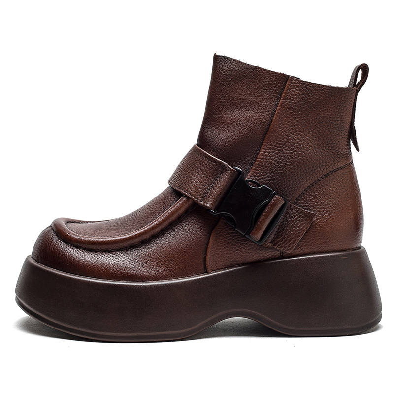 JIEZHOU Top Grain Cow Leather Ankle Boots 6CM Women's