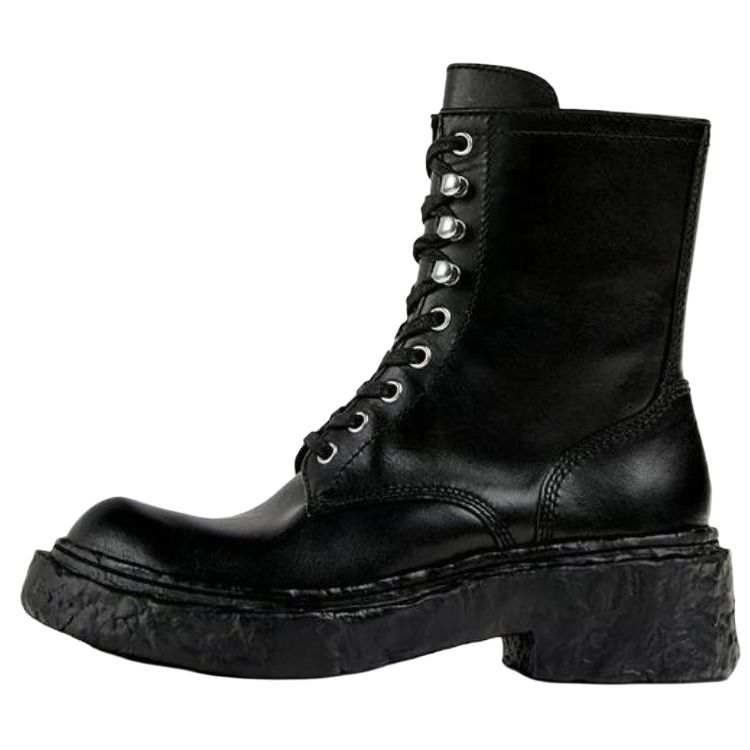 CAMPER LAB VAMONOS Calfskin Crew Combat Boots Unisex Black