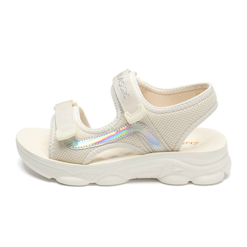 ZHR Beach Sandals Women's Beige Silver, Black Silver