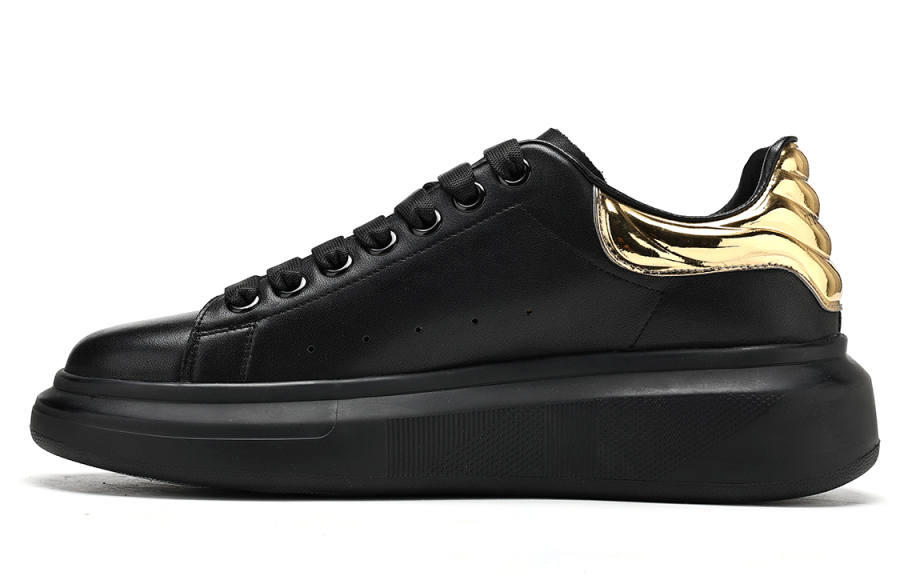 TRUMPPIPE Top Grain Cow Leather Low top Skateboard Shoes Men's Black