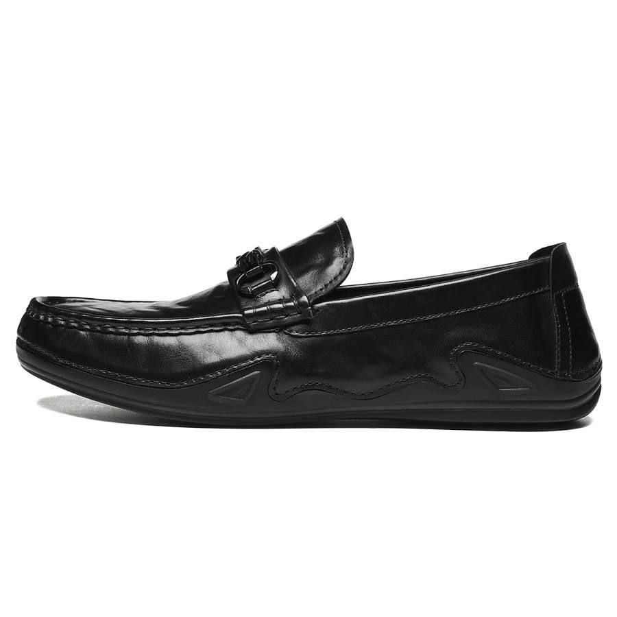 ST&SAT Top Grain Cow Leather Casual Shoes Men's Black