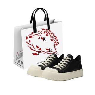 KREATE Top Grain Cow Leather Low top Skateboard Shoes Unisex Black