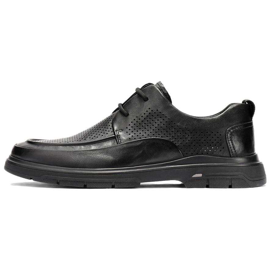 Senda Casual Leather Shoes Men's Low Top Black