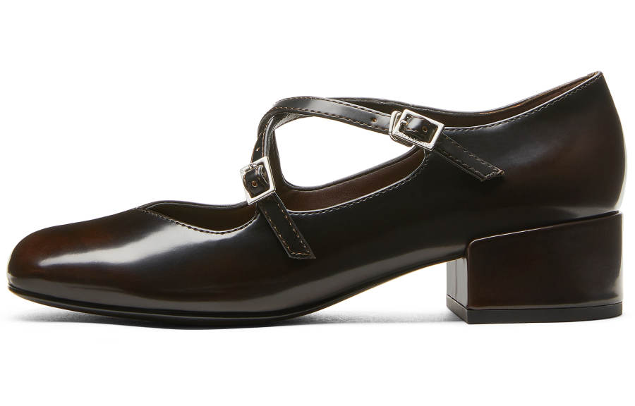 CHARLES&KEITH Small Ck Pu Chunky Heel Mary Jane Shoes 4cm Women's