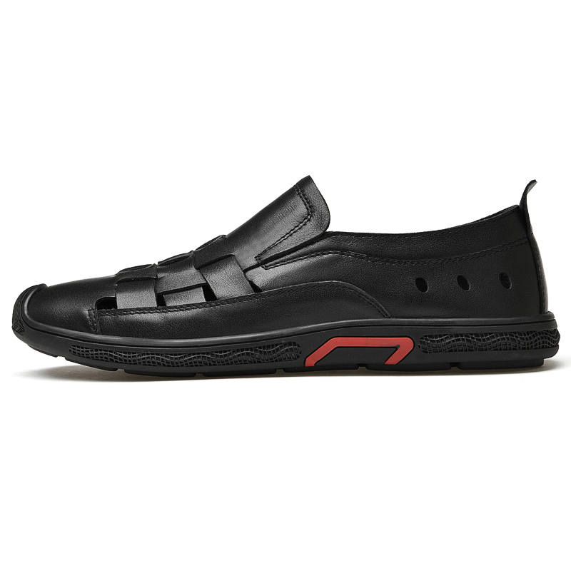 CKVUSAMG Top Grain Cow Leather Casual Shoes Men's Black
