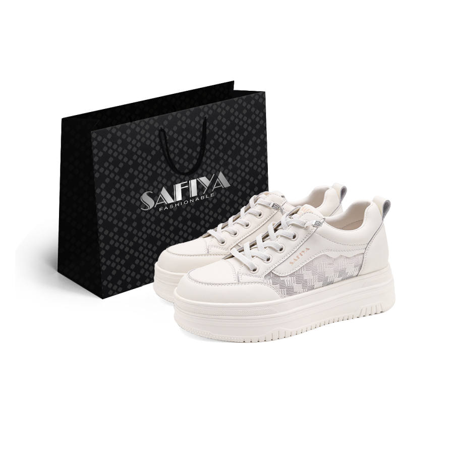 Safiya Cow Split Leather Low top Skateboard Shoes Women's Beige