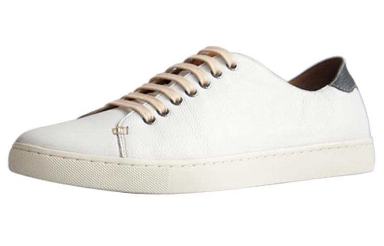 TIMOTHY&CO. White Sneakers Top Grain Cow Leather Slip Resistant Slip Resistant Low top Casual Shoes 2cm Men's White