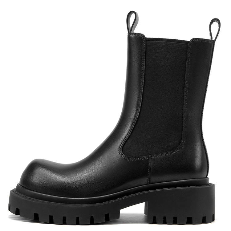 Beau Today Top Grain Cow Leather Short Chelsea Boots Women's Black