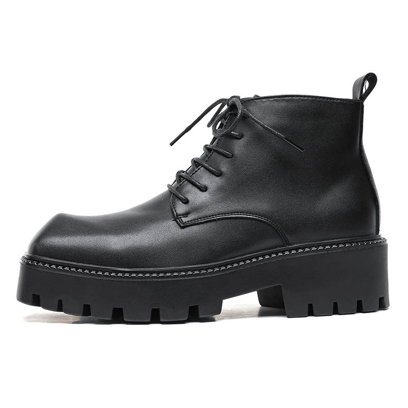 SHUPATE SHUPATE Microfiber Leather Short Combat Boots Men's Black
