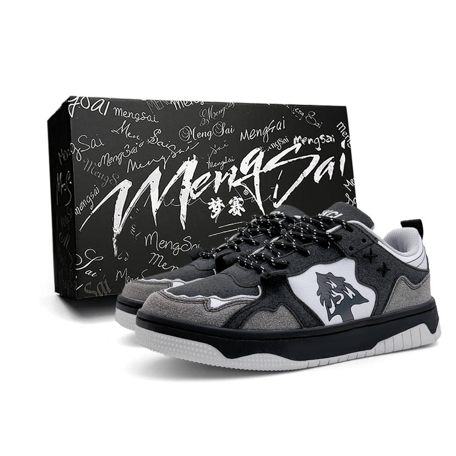 Mengsai Slip Resistant Cushioning Slip Resistant Cushioning Low top Skateboard Shoes Unisex Black Gray