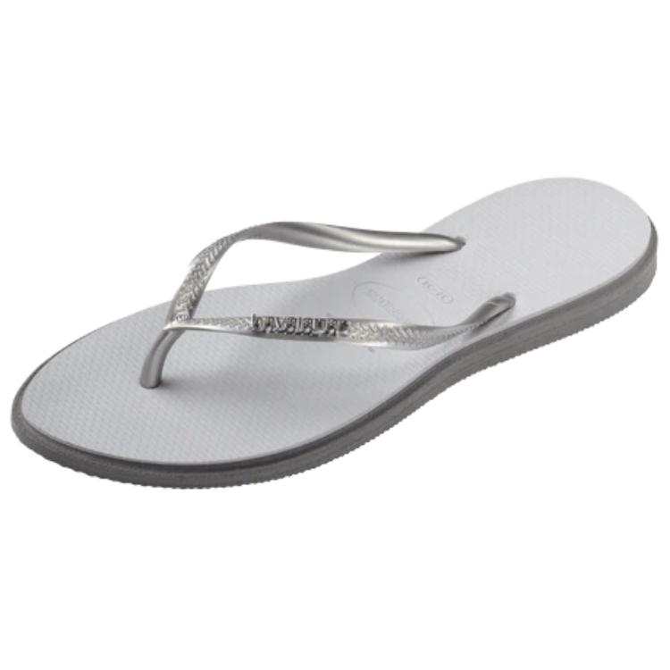 Havaianas Rubber Sole Abrasion Resistant Flip Flops Women's Steel Gray