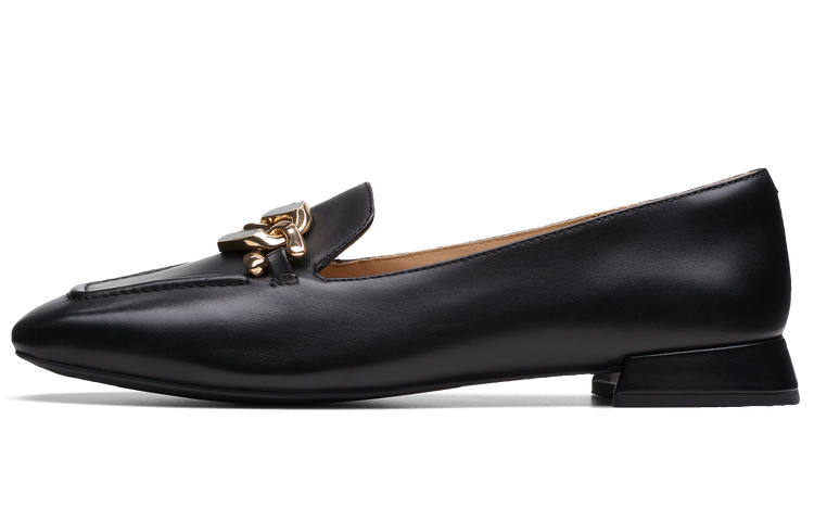 Clarks Top Grain Cow Leather Casual Shoes Women's Black
