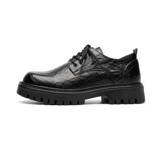 Qiandongmeili Cow Leather Casual Shoes Men's Black