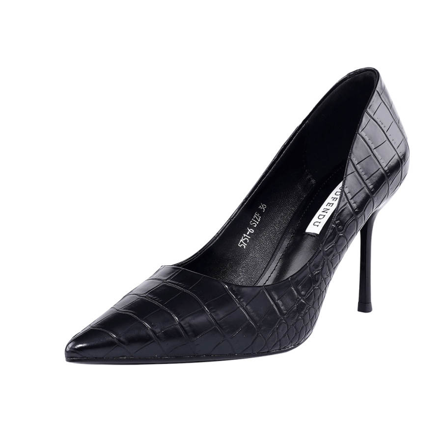 GUDIANFENGDU Pu Slim Heel High Heels 9cm Women's Black