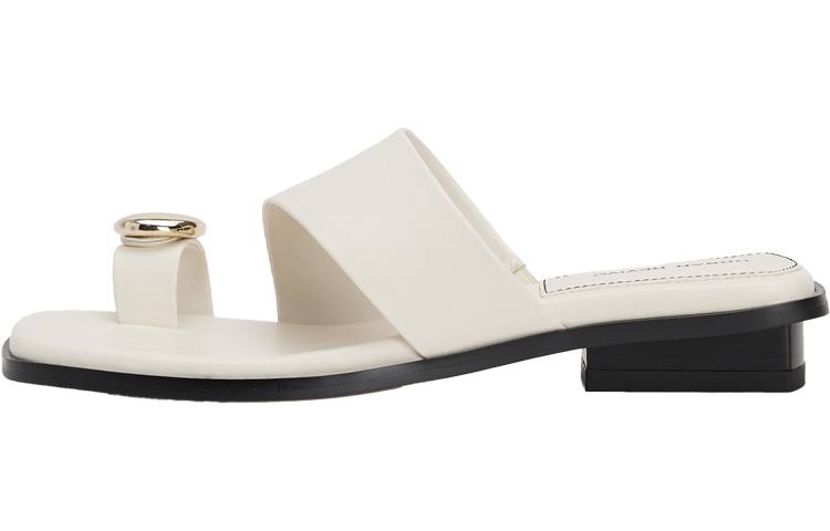 URBAN REVIVO Slide Slippers Women's Ecru